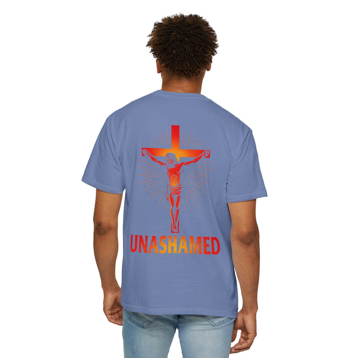 Unashamed T-shirt – Romans 1:16 Crucifixion Christian t-shirt for Bold Unwavering Faith Red Printify