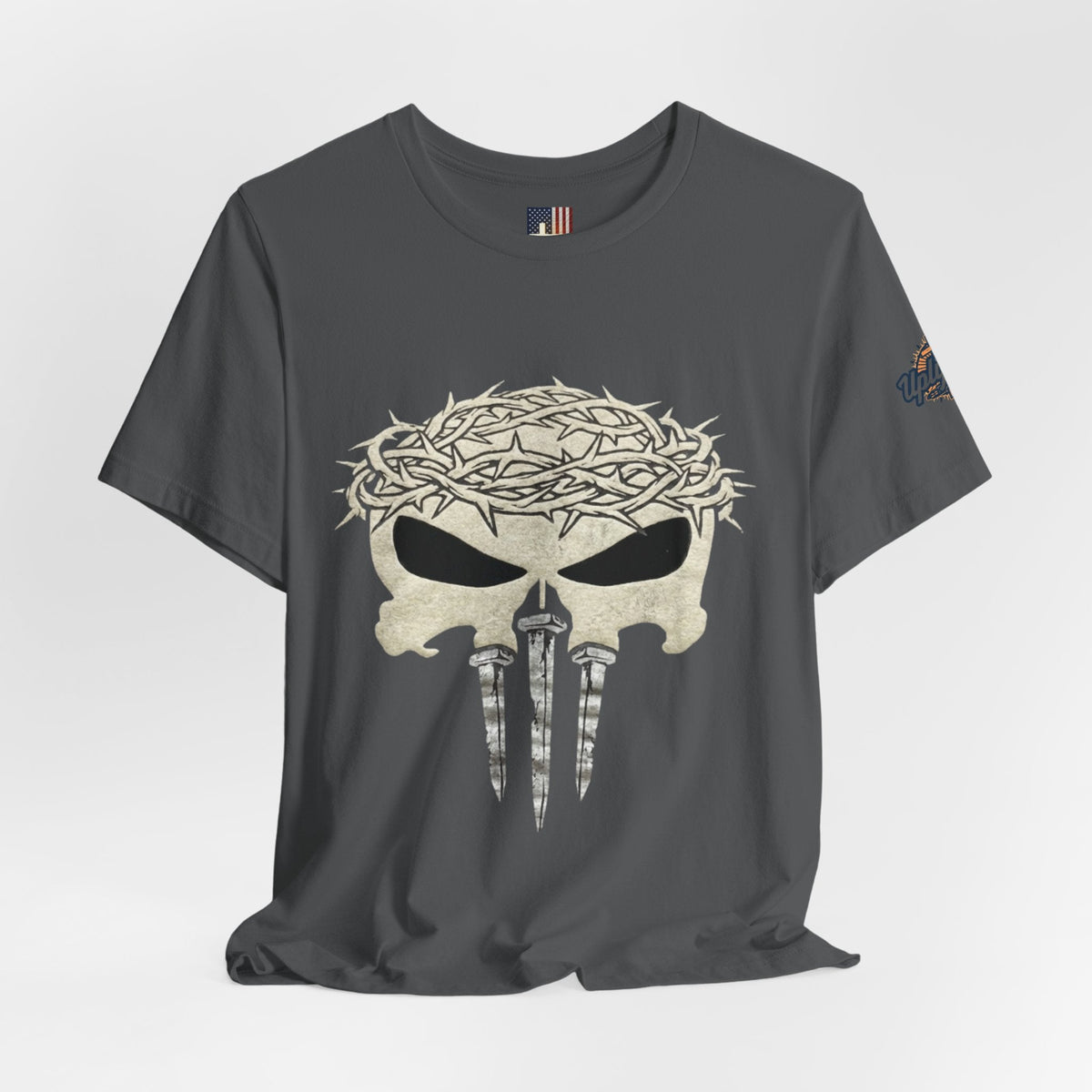 Christian Skull T-shirt - Crown of Thorns & Nails - Warrior Faith T-shirt Printify
