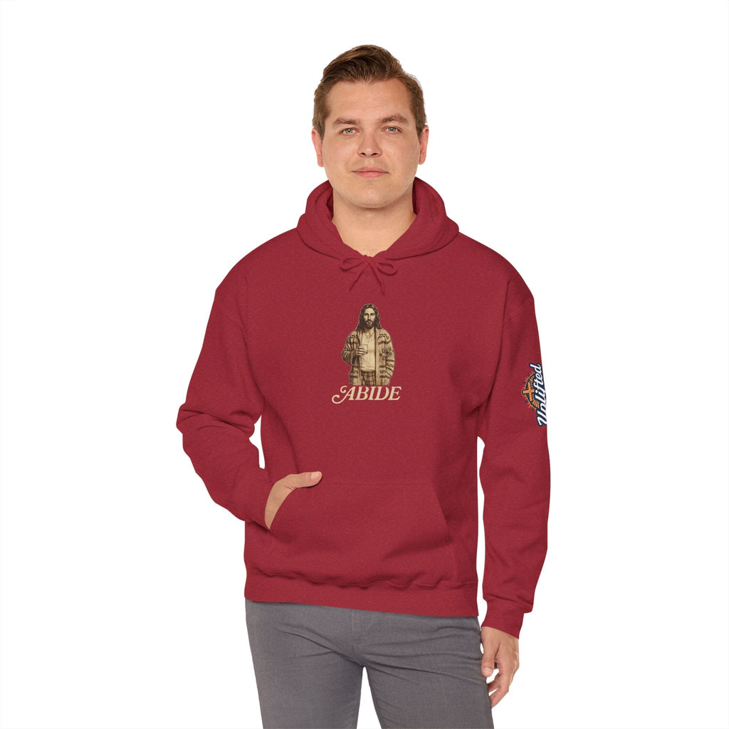 Abide Jesus Hoodie — Vintage 'The Dude' Religious Graphic Hoodie Printify