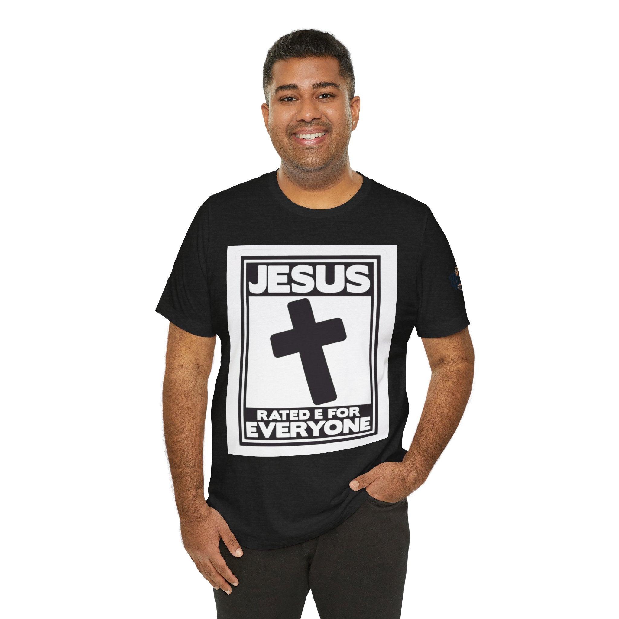 Jesus, Rated E for Everyone T-shirt - Gamer Faith T-shirt - Christian Video Game Parody Printify