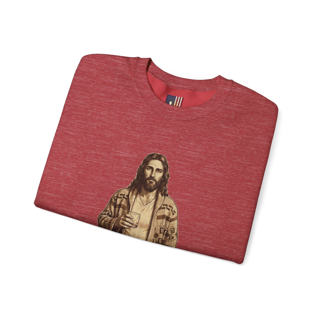 Abide Jesus Sweatshirt — Vintage 'The Dude' Religious Graphic Sweatshirt Printify