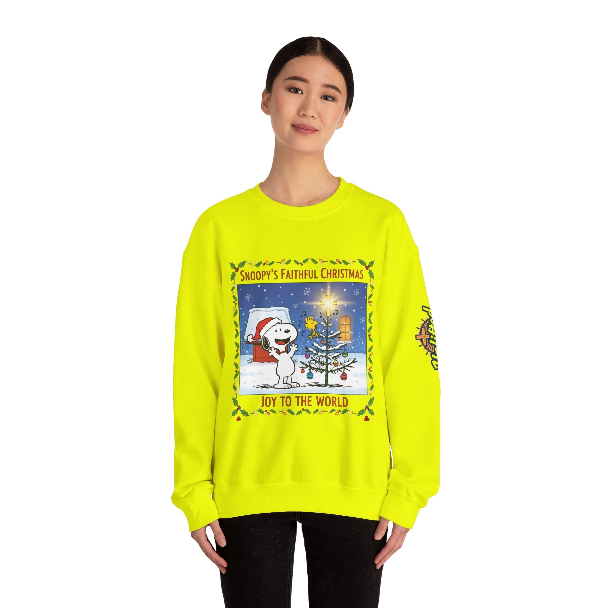 🎄 Faithful Christmas Friends – Christian Holiday Sweatshirt | Festive Tree & Cartoon Duo | Heartwarming Christmas Tee by Uplifted Gear Printify