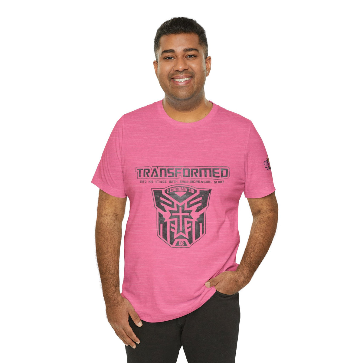 Transformer Logo Christian T-shirt | 2 Corinthians 3:18 Bible Verse T-shirt Printify