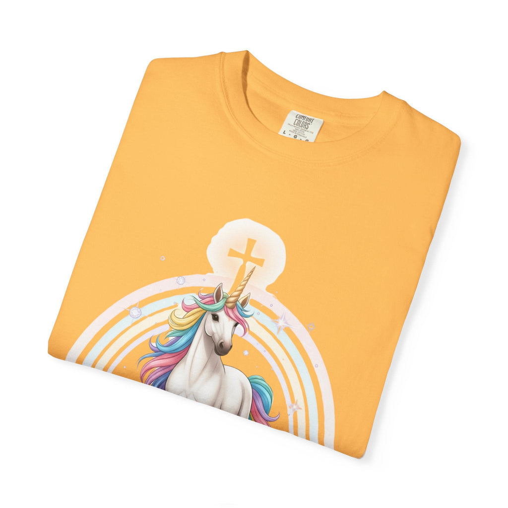 Unique Unicorn Christian T-Shirt – Wonderfully Made with Rainbow Cross & Psalm 139:14 Printify