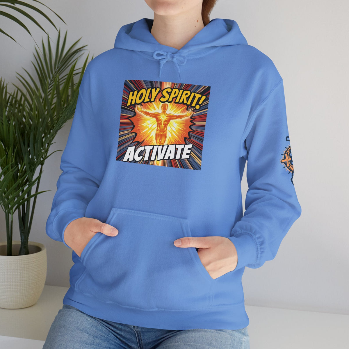 Holy Spirit Activate Hoodie – Superhero Christian Sweatshirt with Vibrant Power-Up Design for Faith-Fueled Boldness Printify