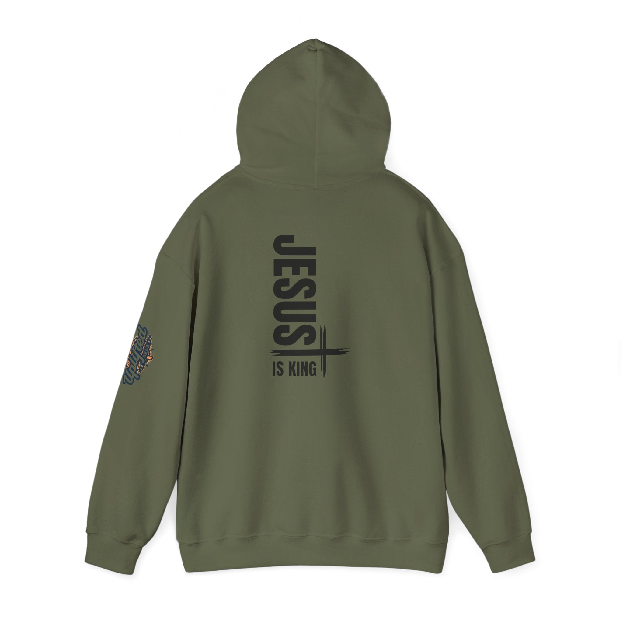 Jesus Is King Hoodie | Modern Typographic Cross Christian Hoodie Printify