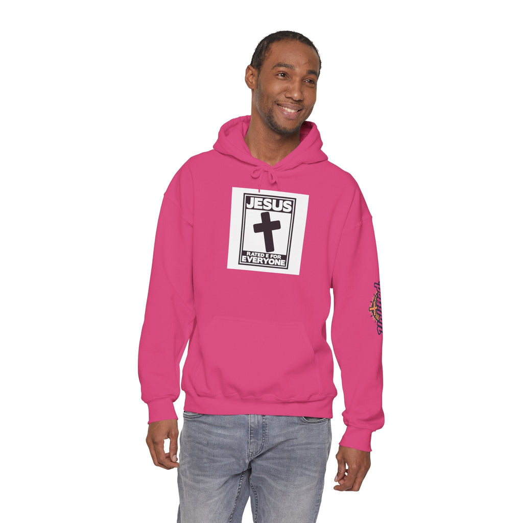 Jesus, Rated E for Everyone Hoodie - Gamer Faith Hoodie - Christian Video Game Parody Printify