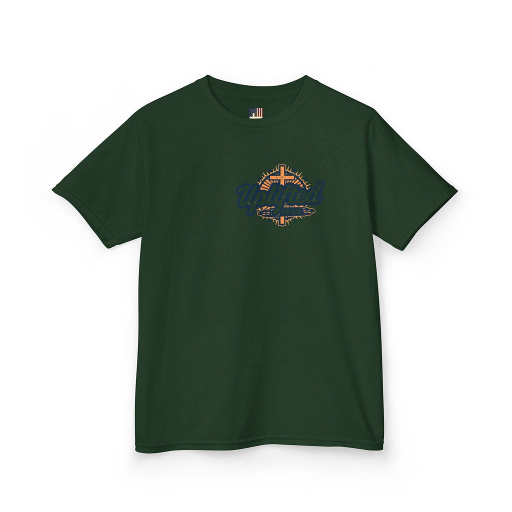 ✨ Chosen. Loved. Redeemed. – Elegant Christian Kids T-Shirt | Gold Foil Faith Tee | Subtle Cross & Heart Design | Inspirational Bible Verse Apparel by Uplifted Gear Printify
