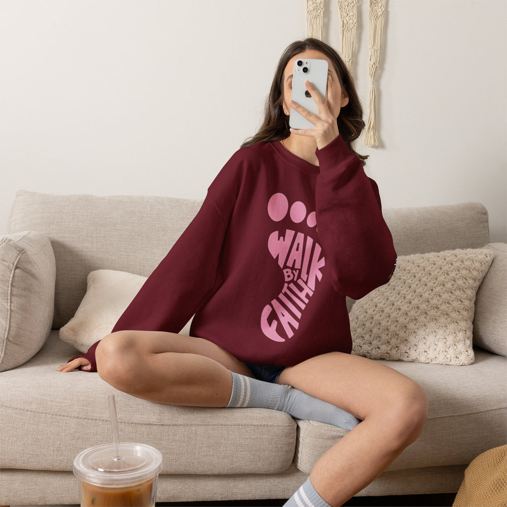 Walk By Faith Footprint Sweatshirt Printify