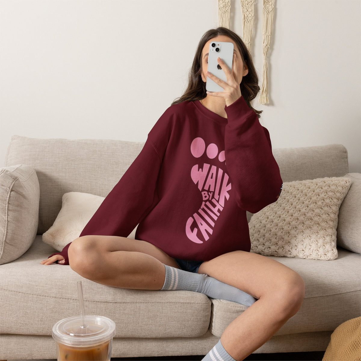 Walk By Faith Footprint Sweatshirt Printify