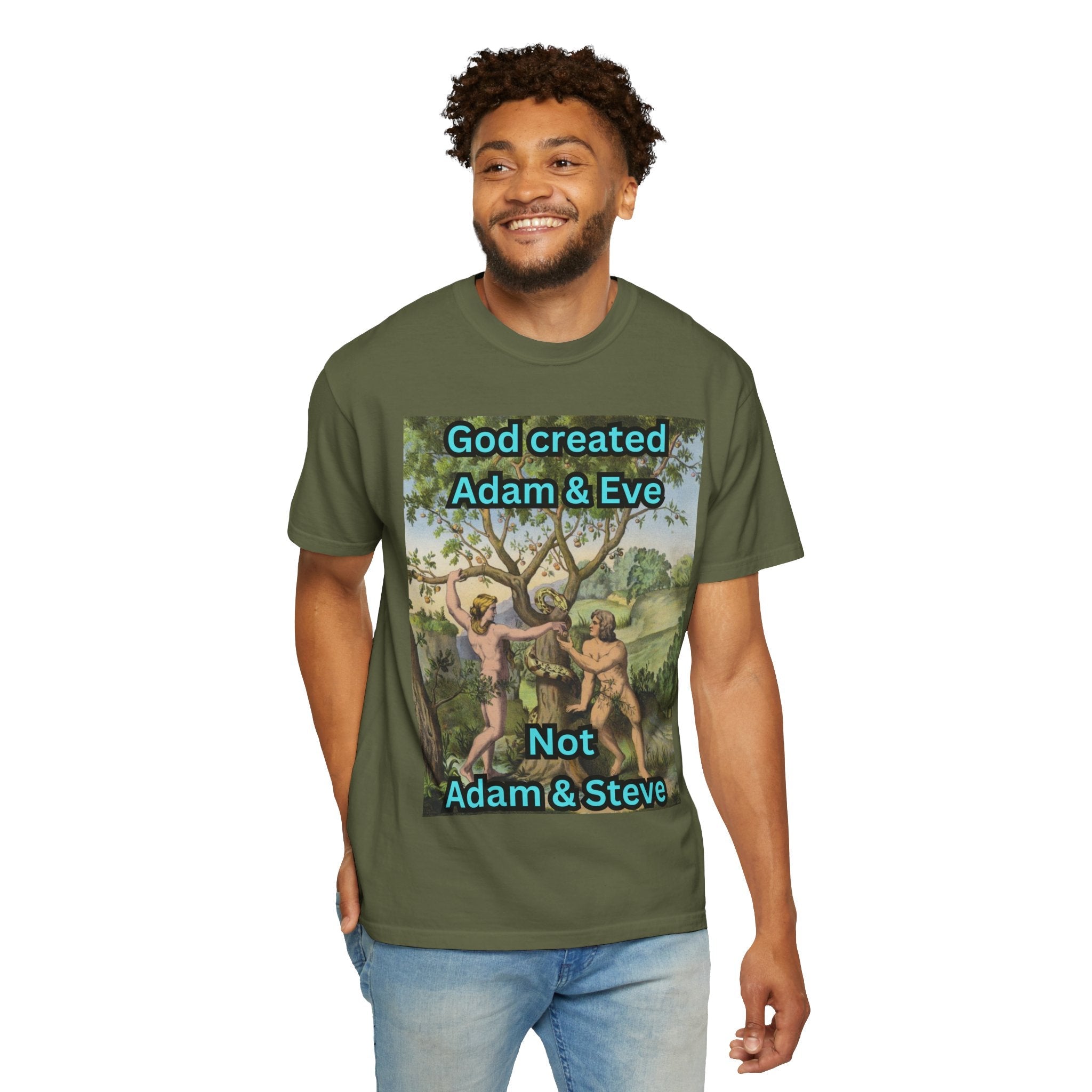 God Created Adam and Eve T-Shirt – Biblical Truth Christian Tee for Bold Faith Printify