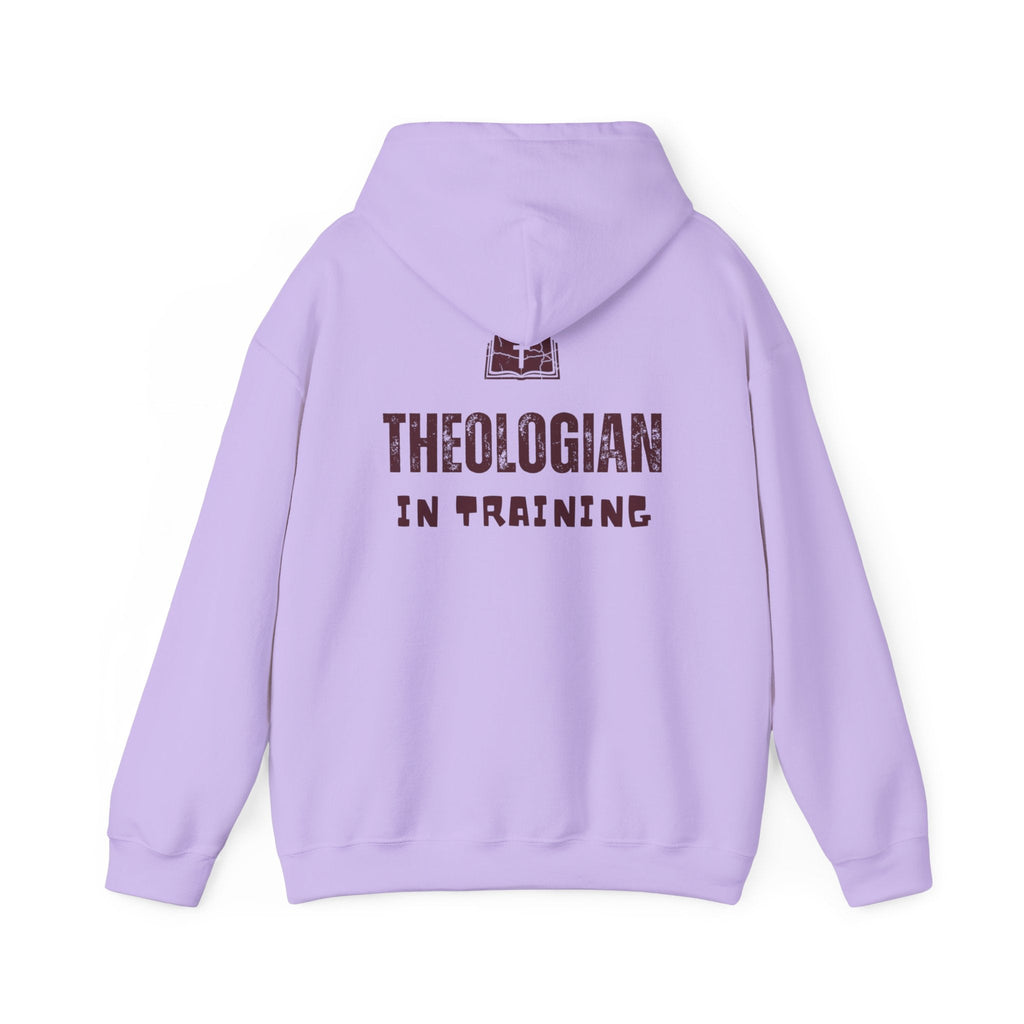 Theologian in Training Hoodie – Open Bible & Cross Christian Hoodie for Faithful Growth Printify