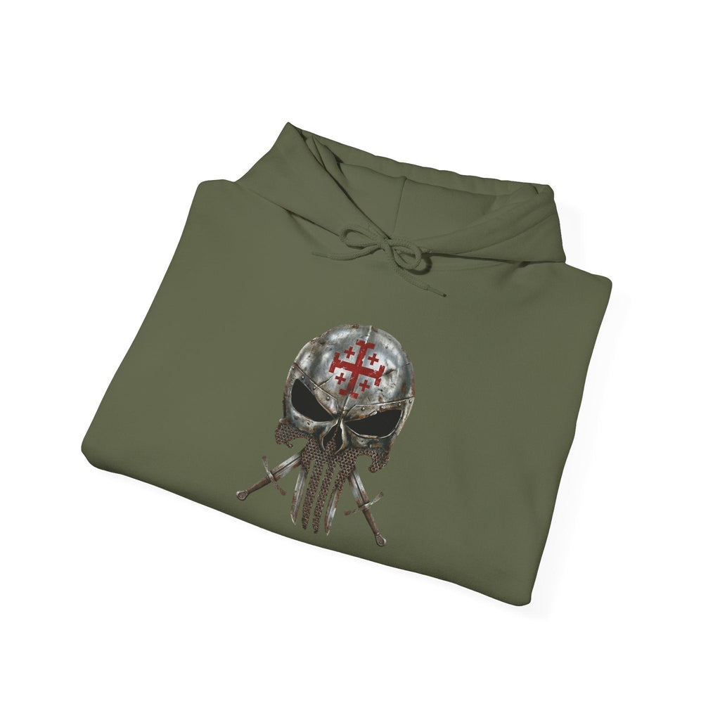 Crusader Knight Christian Skull Hoodie - Warrior Armor of God Hoodie Printify