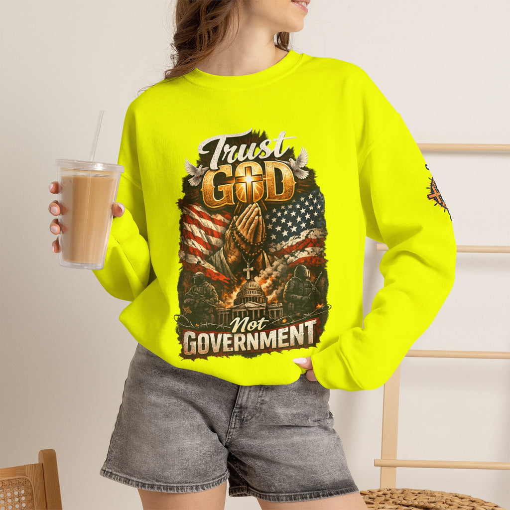 Trust God Not Government Sweatshirt — Vintage Patriotic Christian Sweatshirt Printify