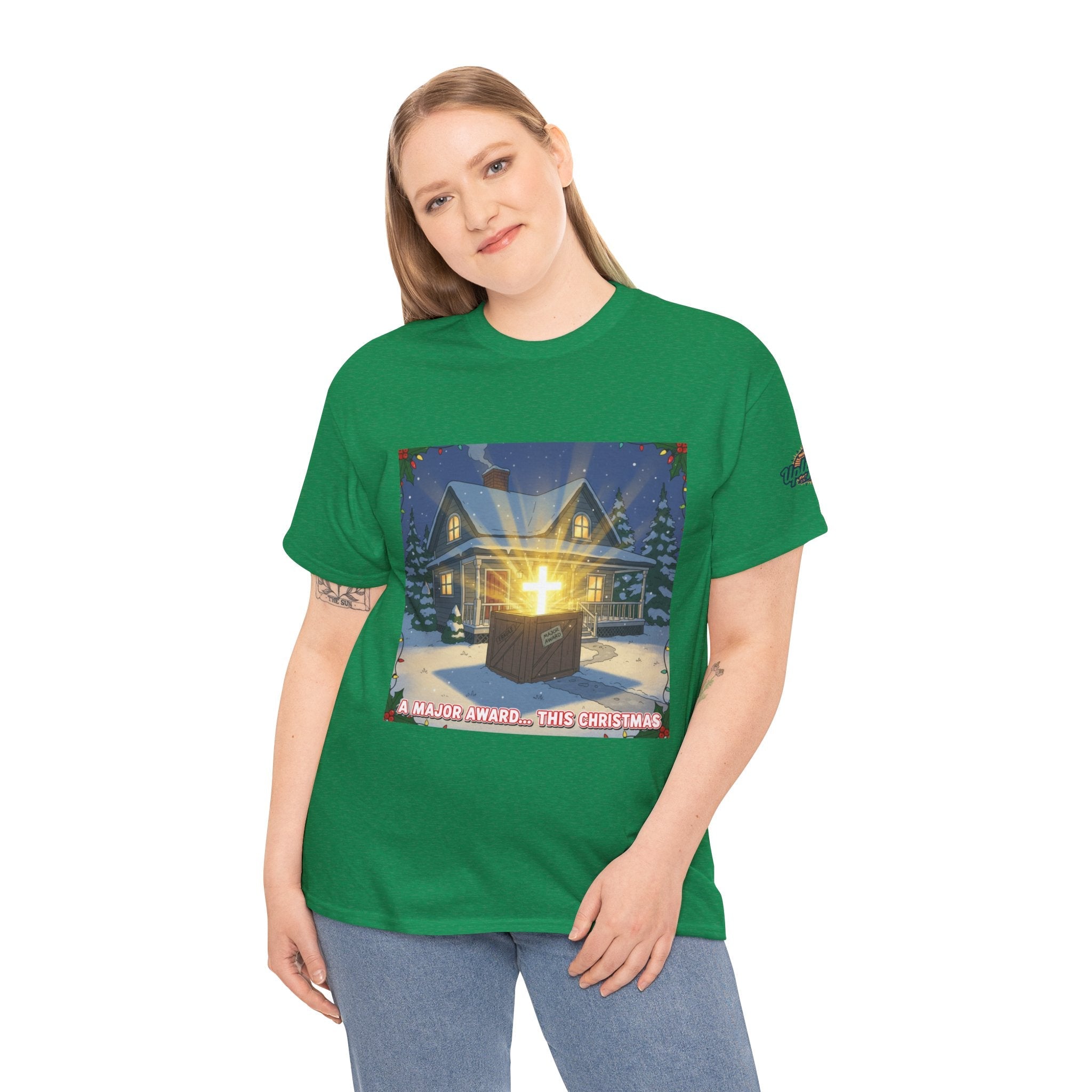 A Major Award This Christmas T-shirt – Fragile Leg Lamp Parody Cross Unboxing Christian T-shirt for Hilarious Faith & Holiday Glow Printify