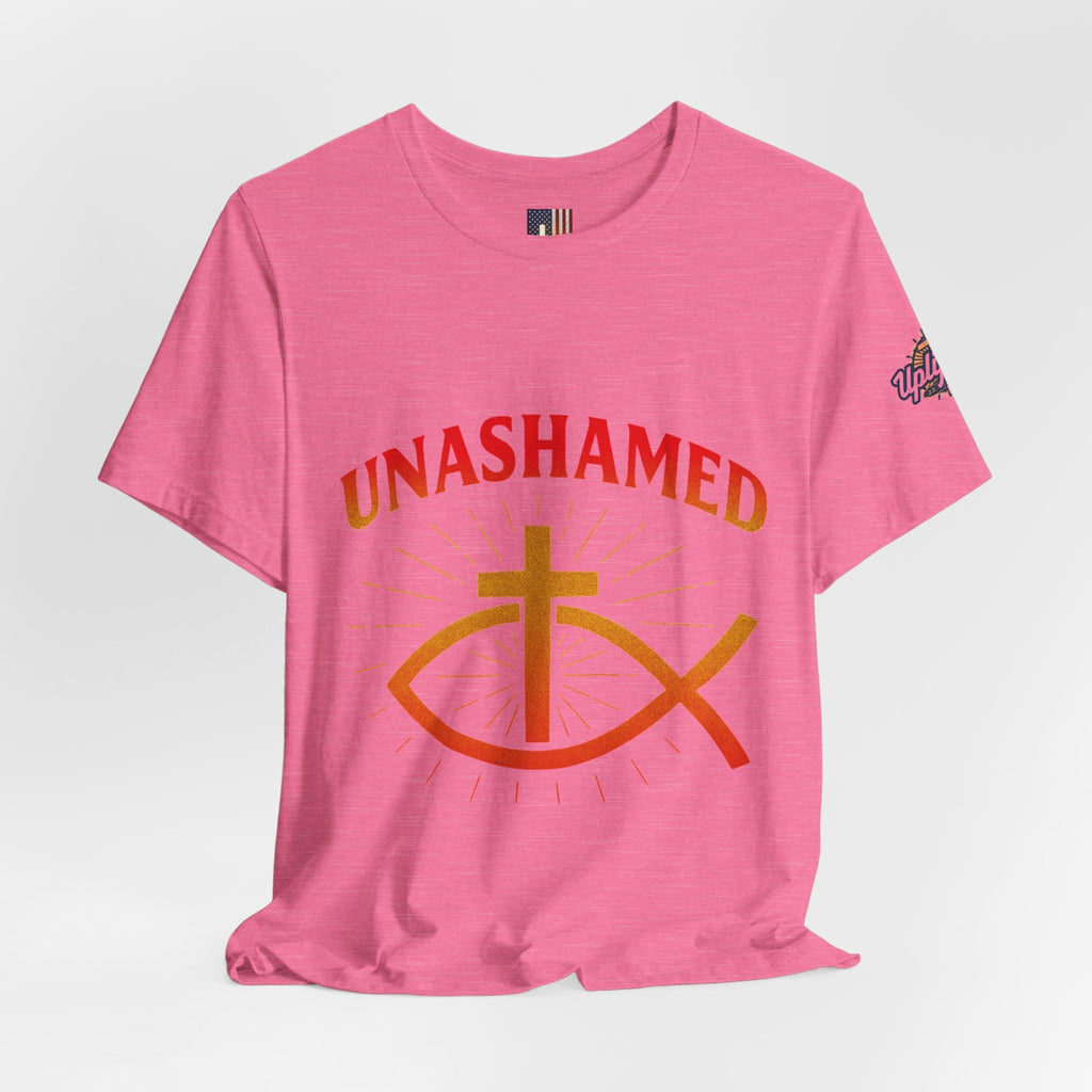 Unashamed T-shirt – Ichthys Jesus Fish & Cross Christian T-shirt for Romans 1:16 Bold Faith Printify