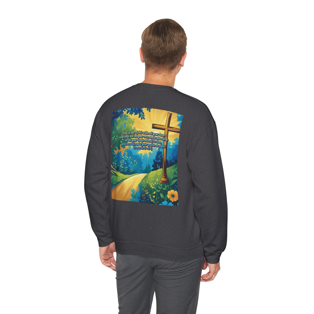 Trust in The Lord Proverbs 3:5-6 Biblical Design Crewneck Sweatshirt Printify