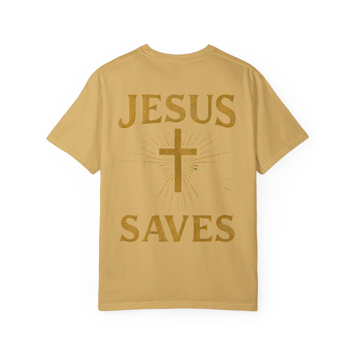 Jesus Saves T-shirt – Radiant Cross & Rays of Light Christian T-shirt for Eternal Hope & Faith Printify