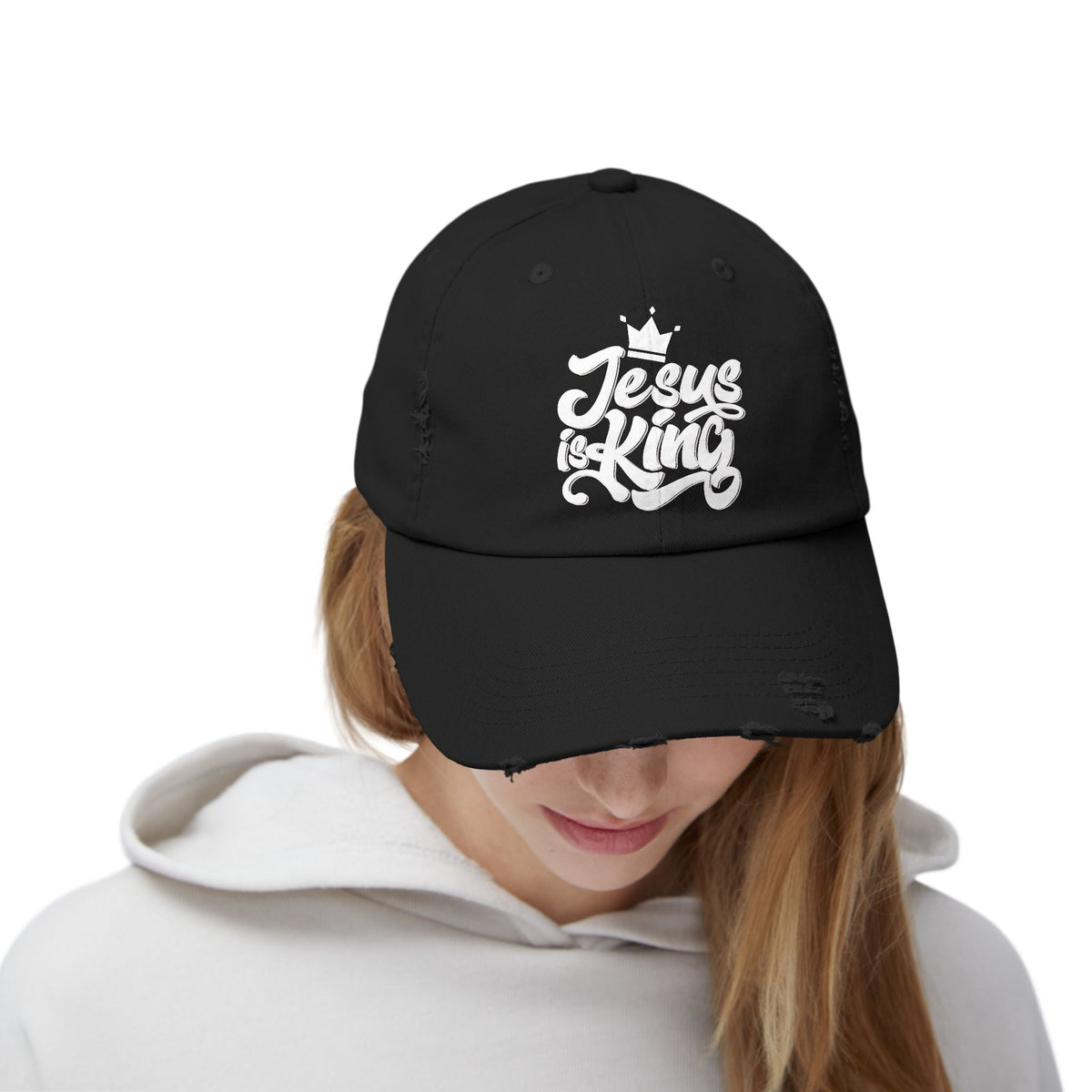 Jesus is King Hat – Bold Crown & Cross Embroidered Christian Cap for Eternal Faith Printify