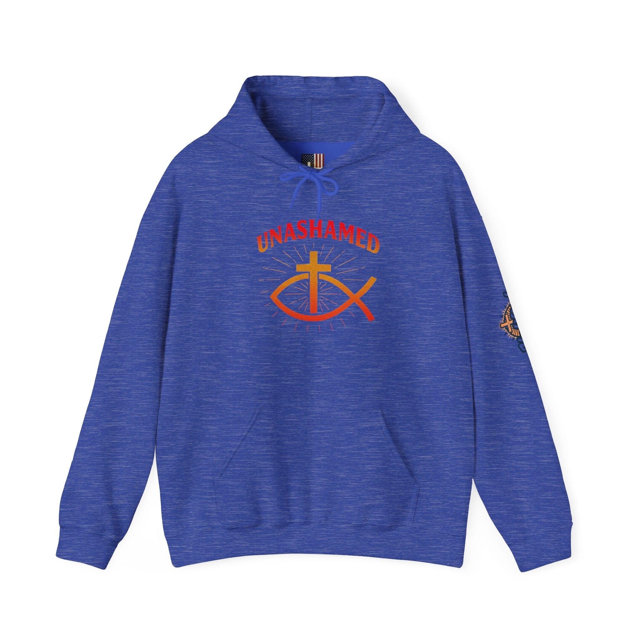 Unashamed Hoodie – Ichthys Jesus Fish & Cross Christian Sweatshirt for Romans 1:16 Bold Faith Printify