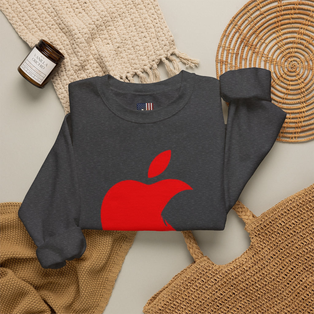 iPray Apple Logo Sweatshirt — Funny Christian Sweatshirt (Minimal Red Apple Graphic) Printify