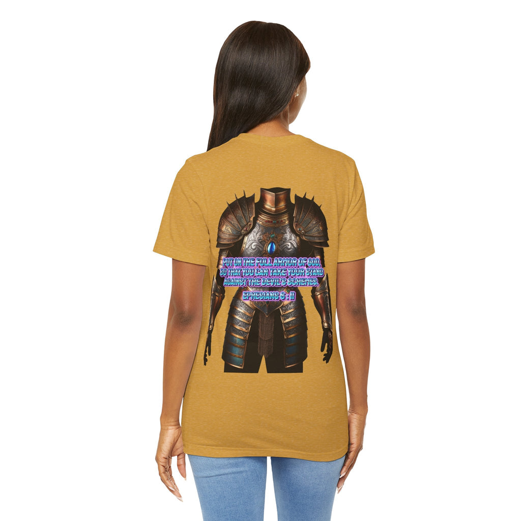 Religious Graphic Tee with Armor Of God Design Unisex Jersey Short Sleeve Tee Printify