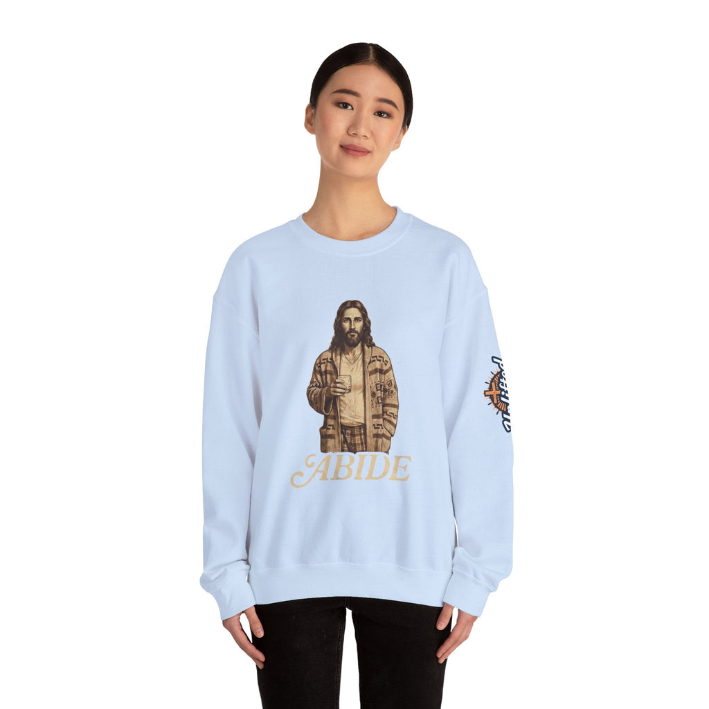 Abide Jesus Sweatshirt — Vintage 'The Dude' Religious Graphic Sweatshirt Printify