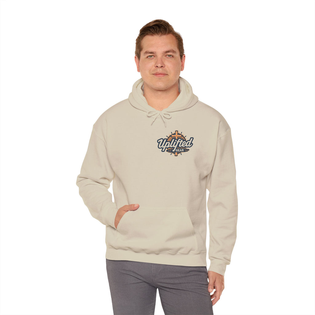 Strong and Courageous Hoodie – Joshua 1:9 Canine Pawprint Desert Christian Hoodie for Dog Lovers Printify