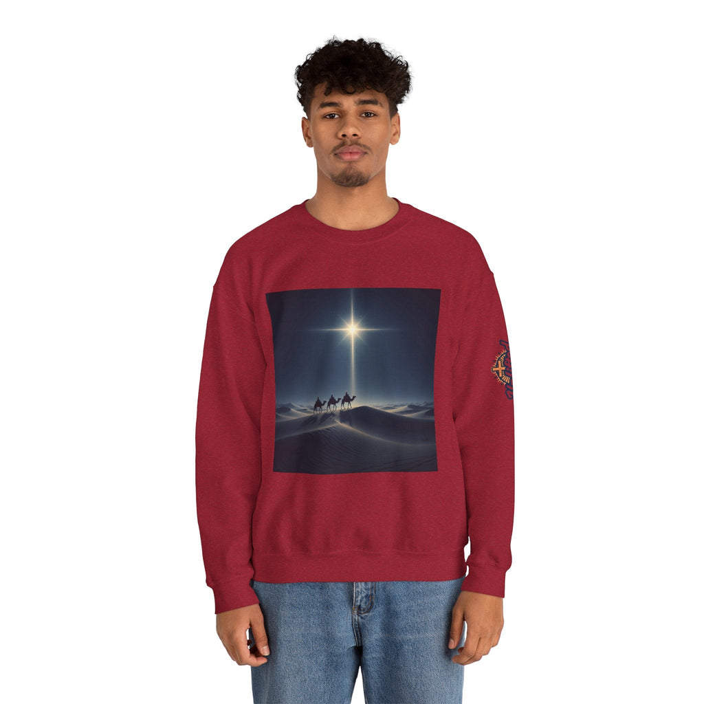 3 Wise Men Sweatshirt – Magi Camels Nativity Journey Christian Christmas Sweatshirt for Epiphany Faith & Holy Night Printify