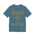 Jesus Saves T-shirt – Radiant Cross & Rays of Light Christian T-shirt for Eternal Hope & Faith Printify