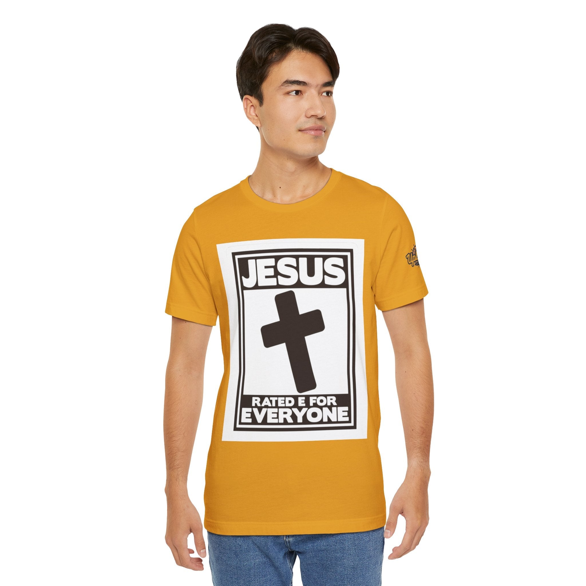 Jesus, Rated E for Everyone T-shirt - Gamer Faith T-shirt - Christian Video Game Parody Printify