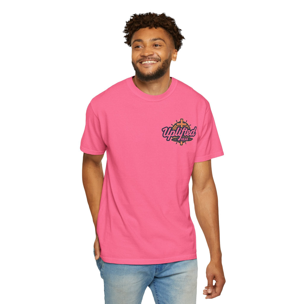 ✨ Chosen. Loved. Redeemed. – Elegant Christian T-Shirt | Gold Foil Faith Tee | Subtle Cross & Heart Design | Inspirational Bible Verse Apparel by Uplifted Gear Printify