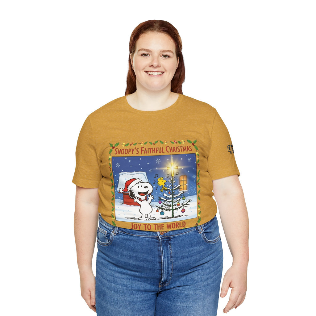 🎄 Faithful Christmas Friends – Christian Holiday T-Shirt | Festive Tree & Cartoon Duo | Heartwarming Christmas Tee by Uplifted Gear Printify