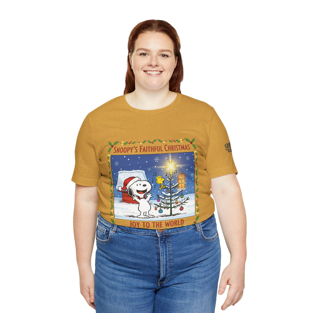 🎄 Faithful Christmas Friends – Christian Holiday T-Shirt | Festive Tree & Cartoon Duo | Heartwarming Christmas Tee by Uplifted Gear Printify