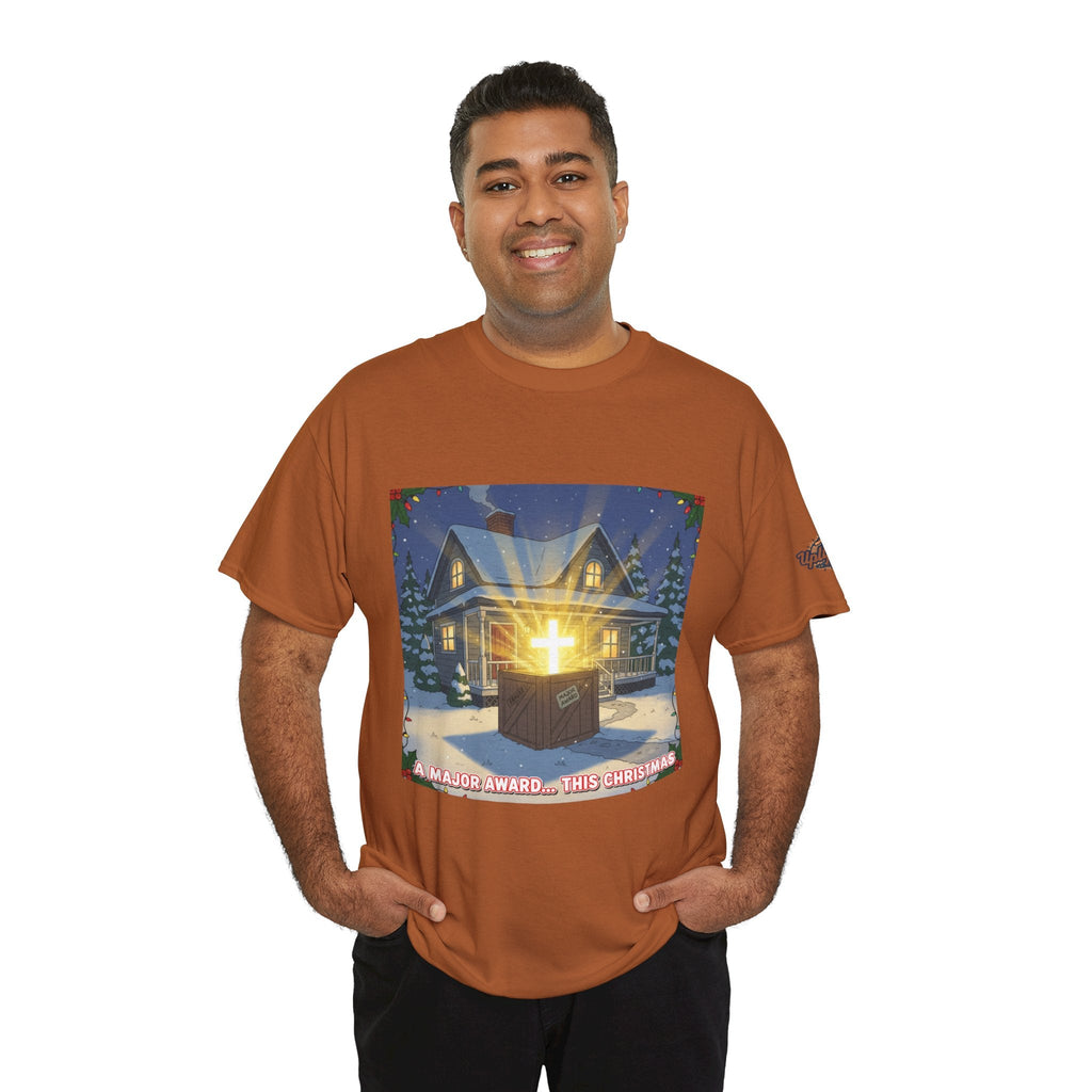 A Major Award This Christmas T-shirt – Fragile Leg Lamp Parody Cross Unboxing Christian T-shirt for Hilarious Faith & Holiday Glow Printify
