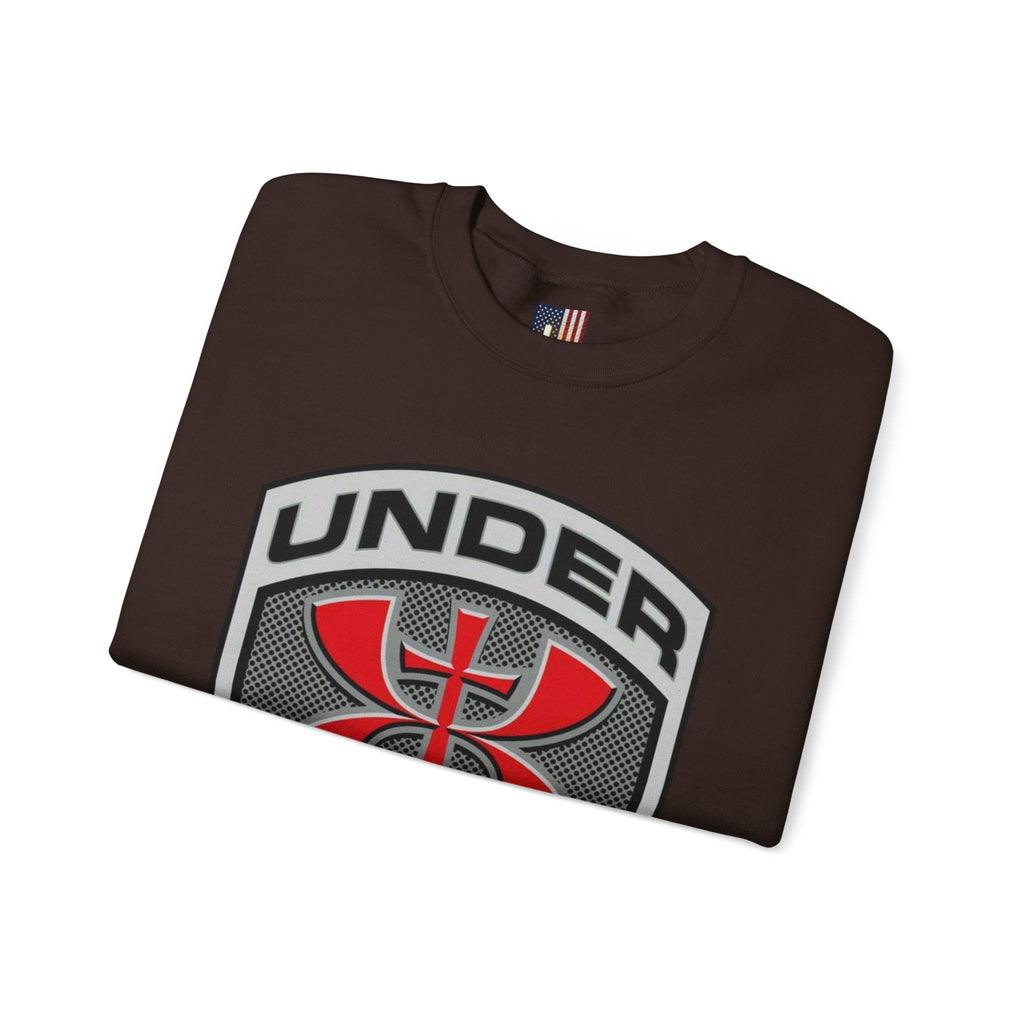 Under His Armor Crewneck Sweatshirt — Christian Faith Graphic Pullover Printify