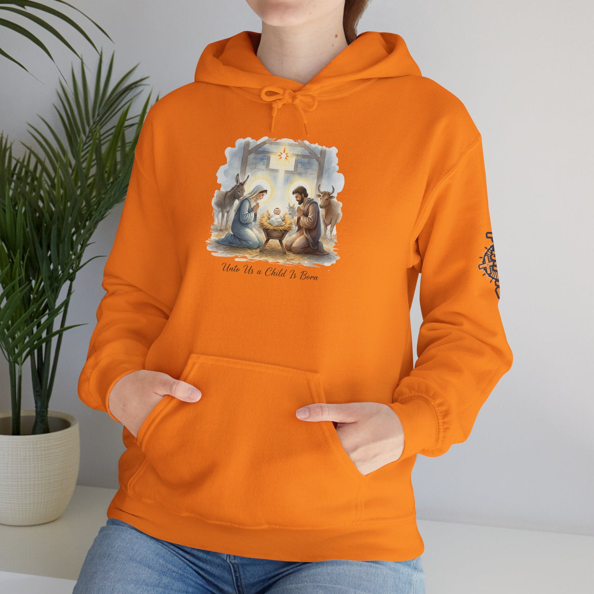 Unto Us a Child is Born Hoodie – Isaiah 9:6 Nativity Manger Scene Christian Christmas Sweatshirt for Holy Night Faith Printify