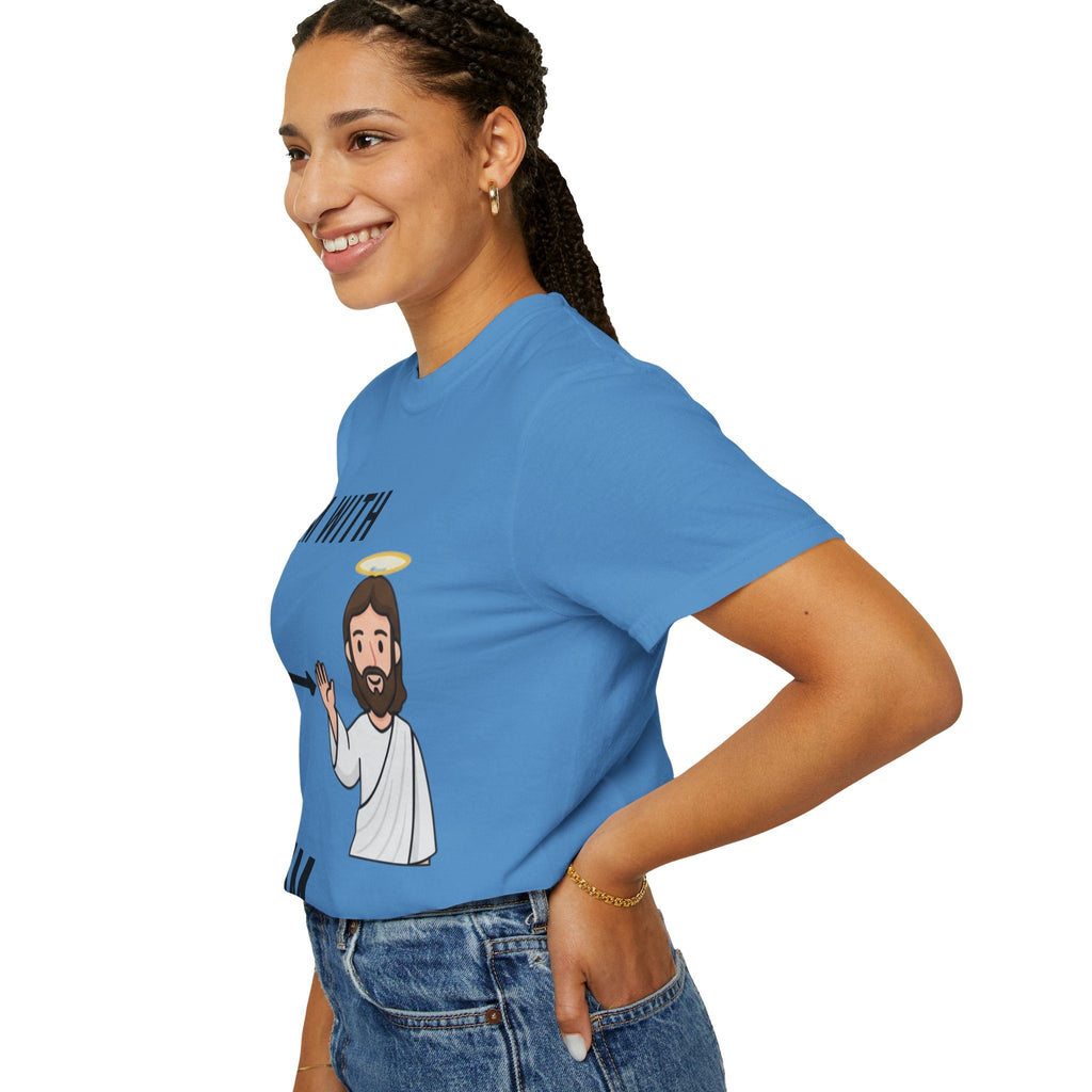 🔥 I’m With Him → Christian T-Shirt | Arrow Pointing to Jesus | Minimalist Faith Tee | Subtle Cross Design | Bible-Inspired Apparel by Uplifted Gear Printify