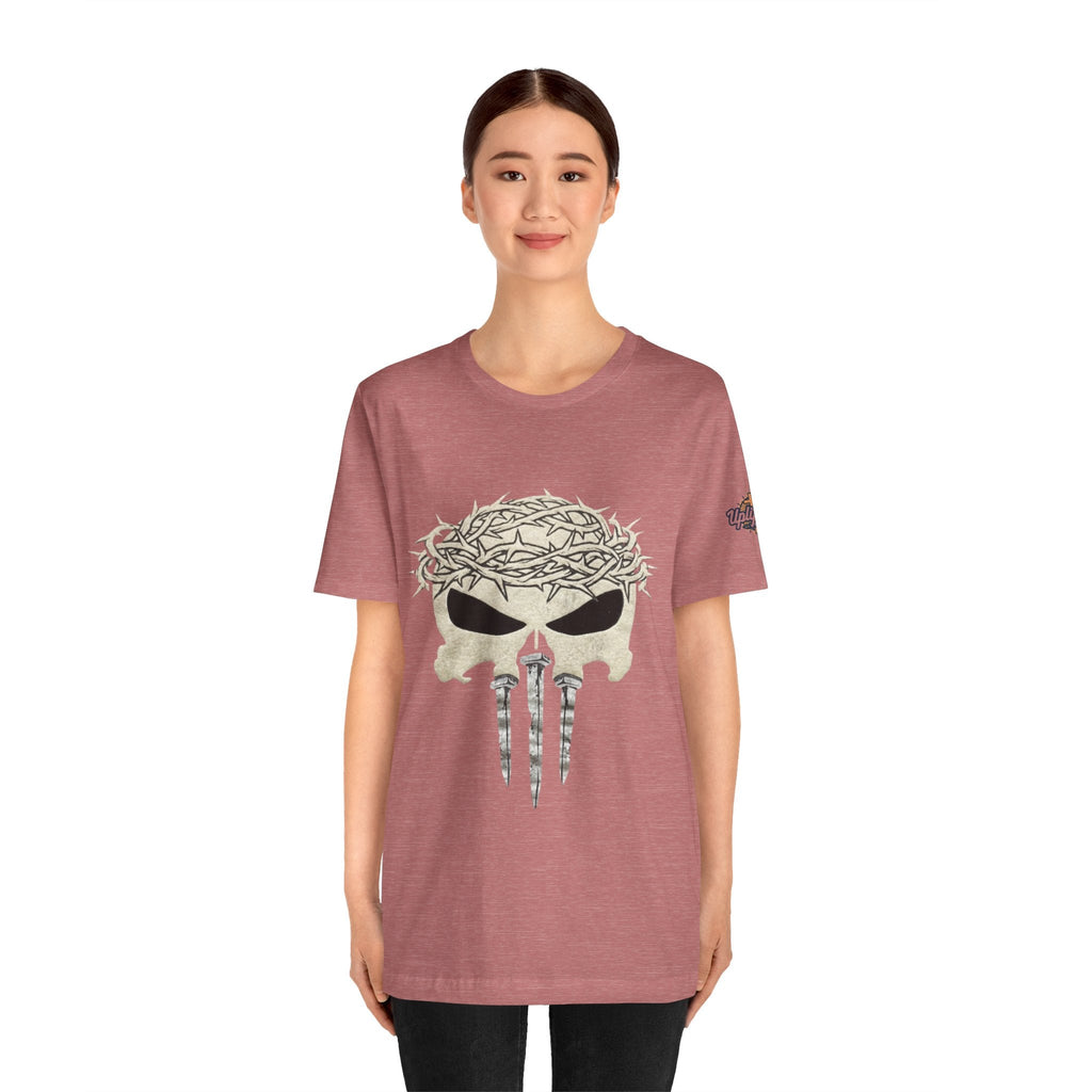 Christian Skull T-shirt - Crown of Thorns & Nails - Warrior Faith T-shirt Printify