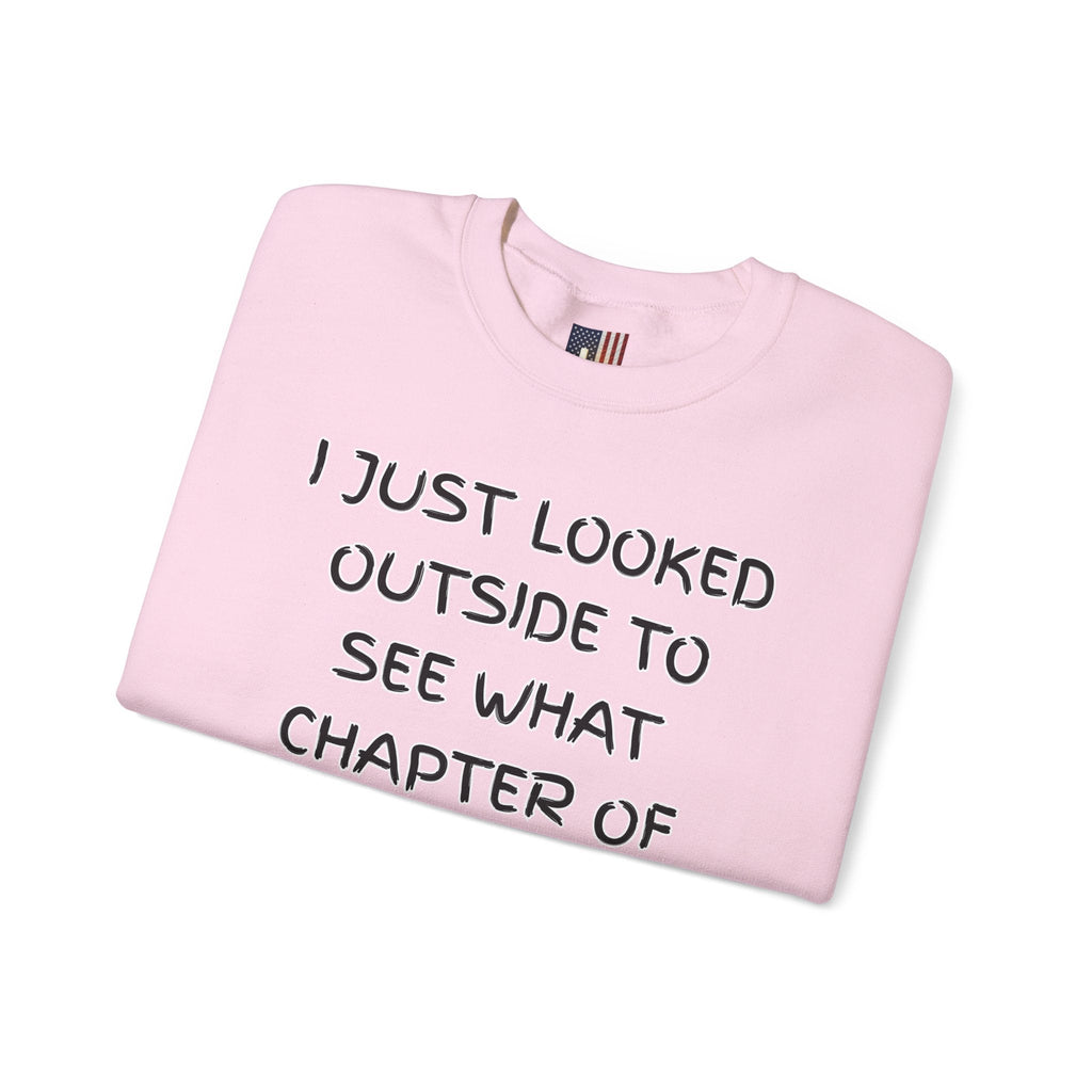 What Chapter of Revelation Sweatshirt – I Looked Outside My Window Christian Sweatshirt for End Times Humor & Faith Printify