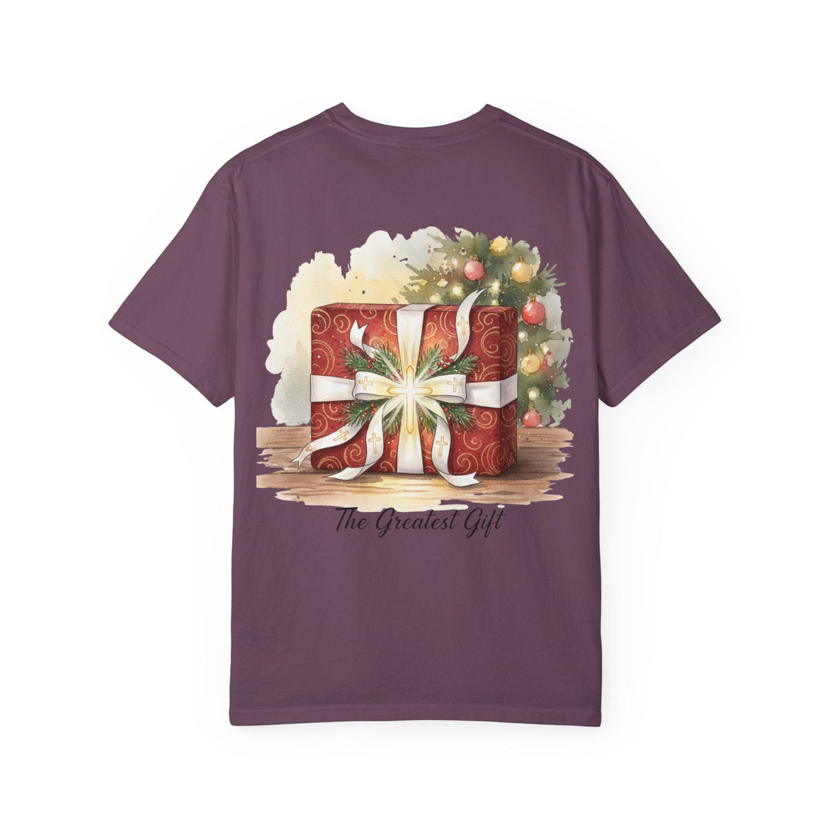 The Greatest Gift T-shirt – Cross Bow Present Christian T-shirt for Christmas Salvation & Eternal Faith Printify