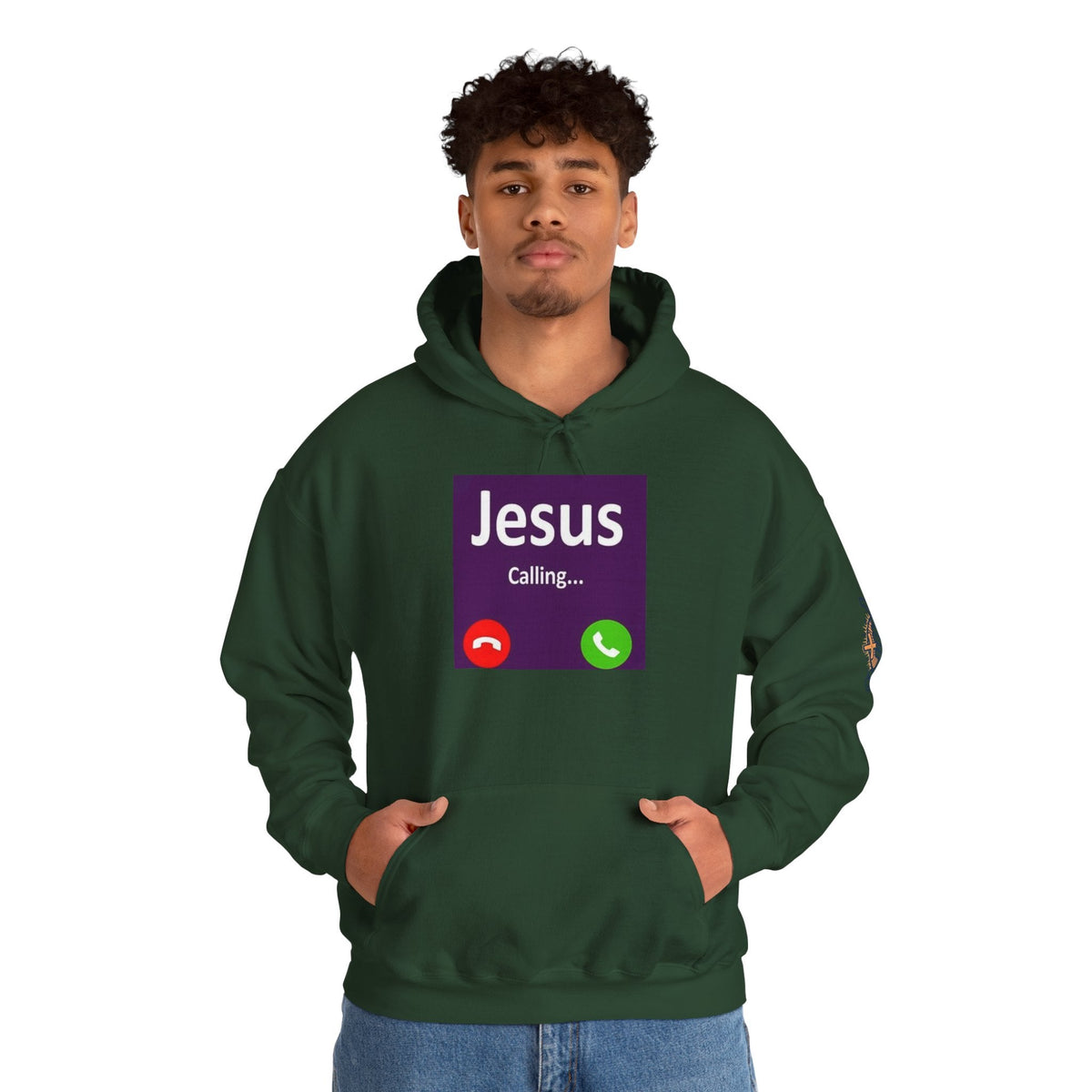 Jesus Calling Hoodie – Funny Cell Phone Screen Christian Sweatshirt for Divine Connection & Faith Humor Printify