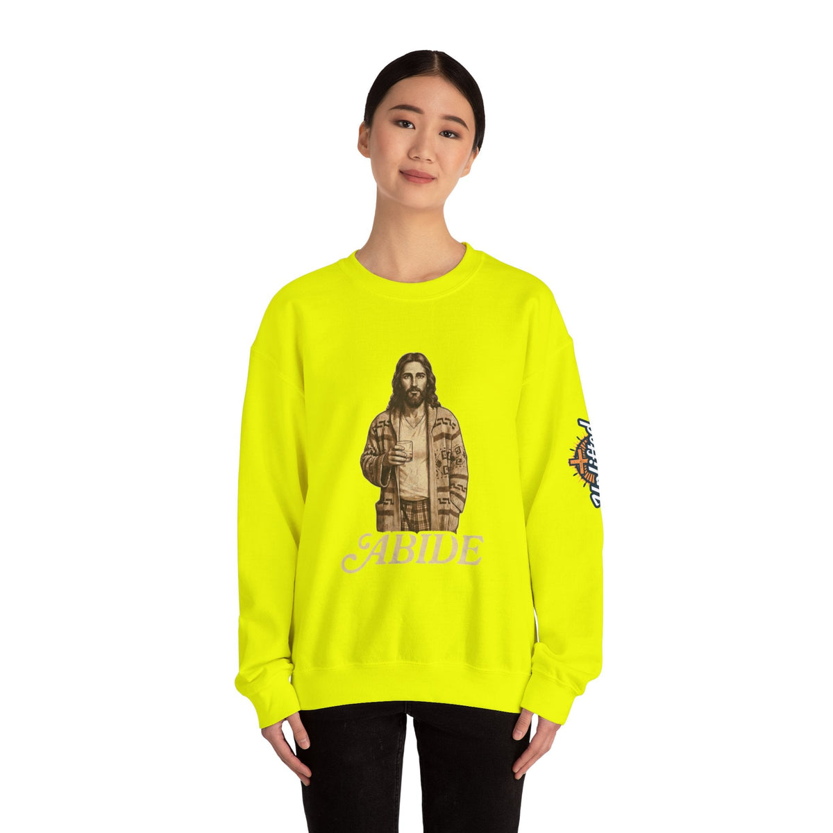 Abide Jesus Sweatshirt — Vintage 'The Dude' Religious Graphic Sweatshirt Printify
