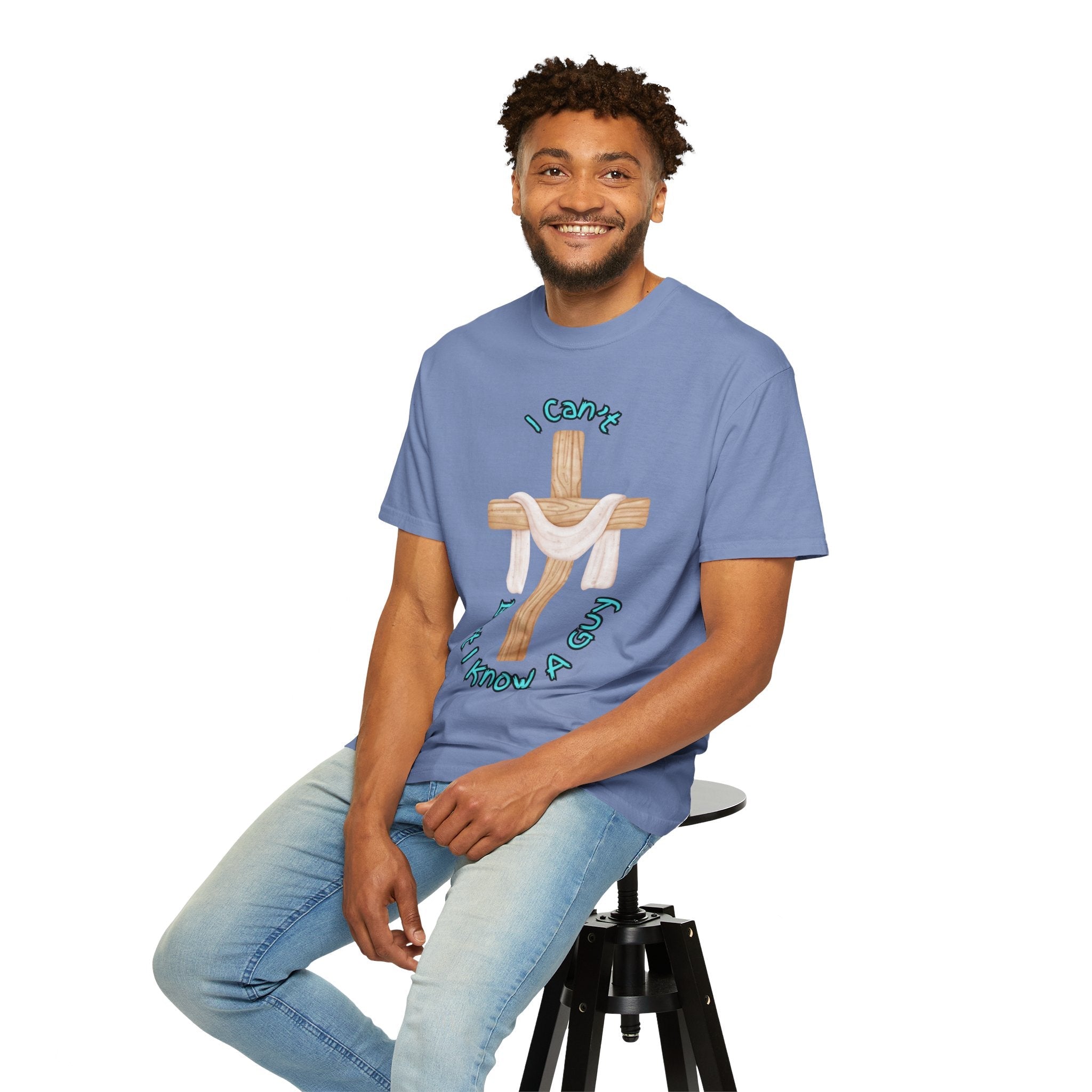 I Can’t, But I Know a Guy T-Shirt – Jesus Cross Christian Tee for Faithful Humor Printify