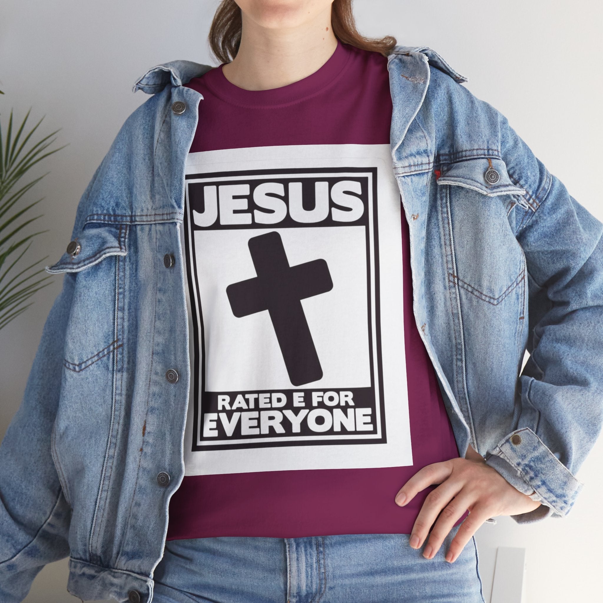 Jesus, Rated E for Everyone T-shirt - Gamer Faith T-shirt - Christian Video Game Parody Printify