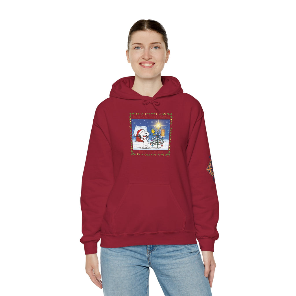 🎄 Faithful Christmas Friends – Christian Holiday Hoodie | Festive Tree & Cartoon Duo | Heartwarming Christmas Tee by Uplifted Gear Printify