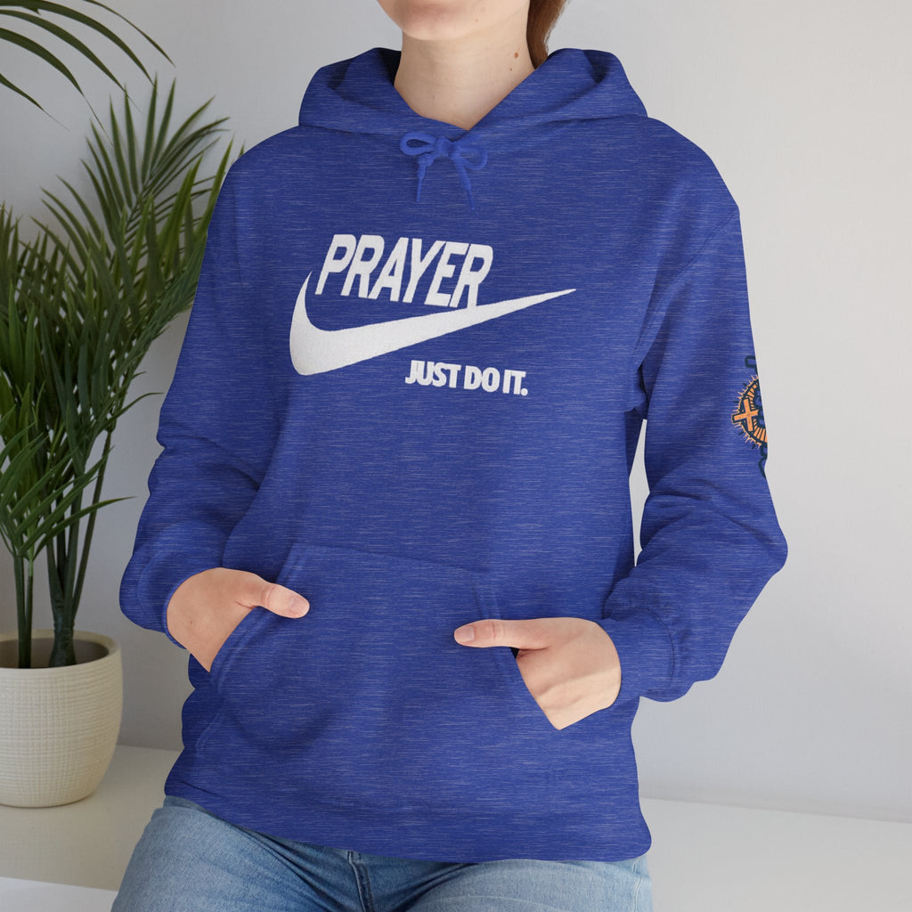 Prayer Just Do It Hoodie - Funny Christian Nike Parody Hoodie - Faith Gear Printify