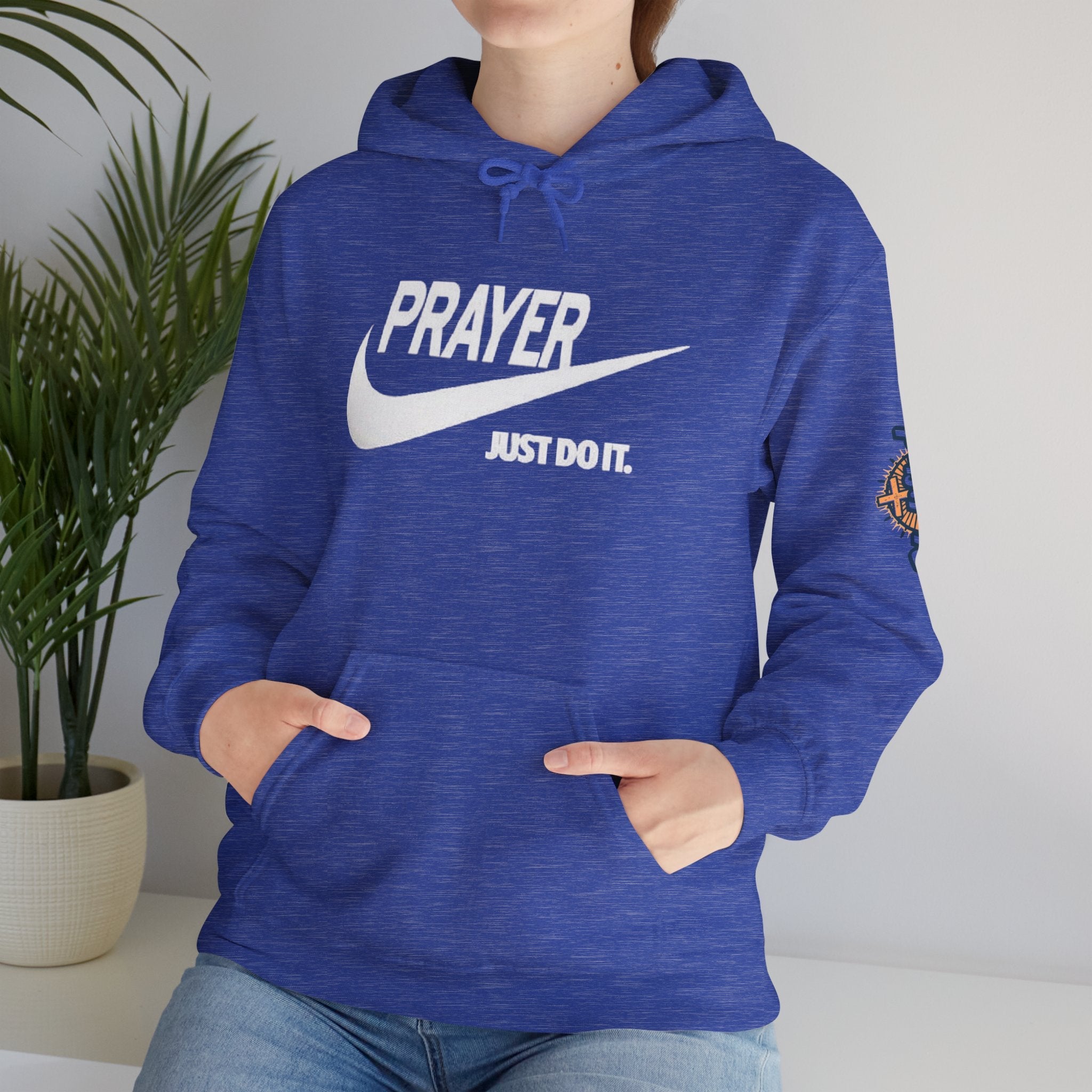 Prayer Just Do It Hoodie - Funny Christian Nike Parody Hoodie - Faith Gear Printify