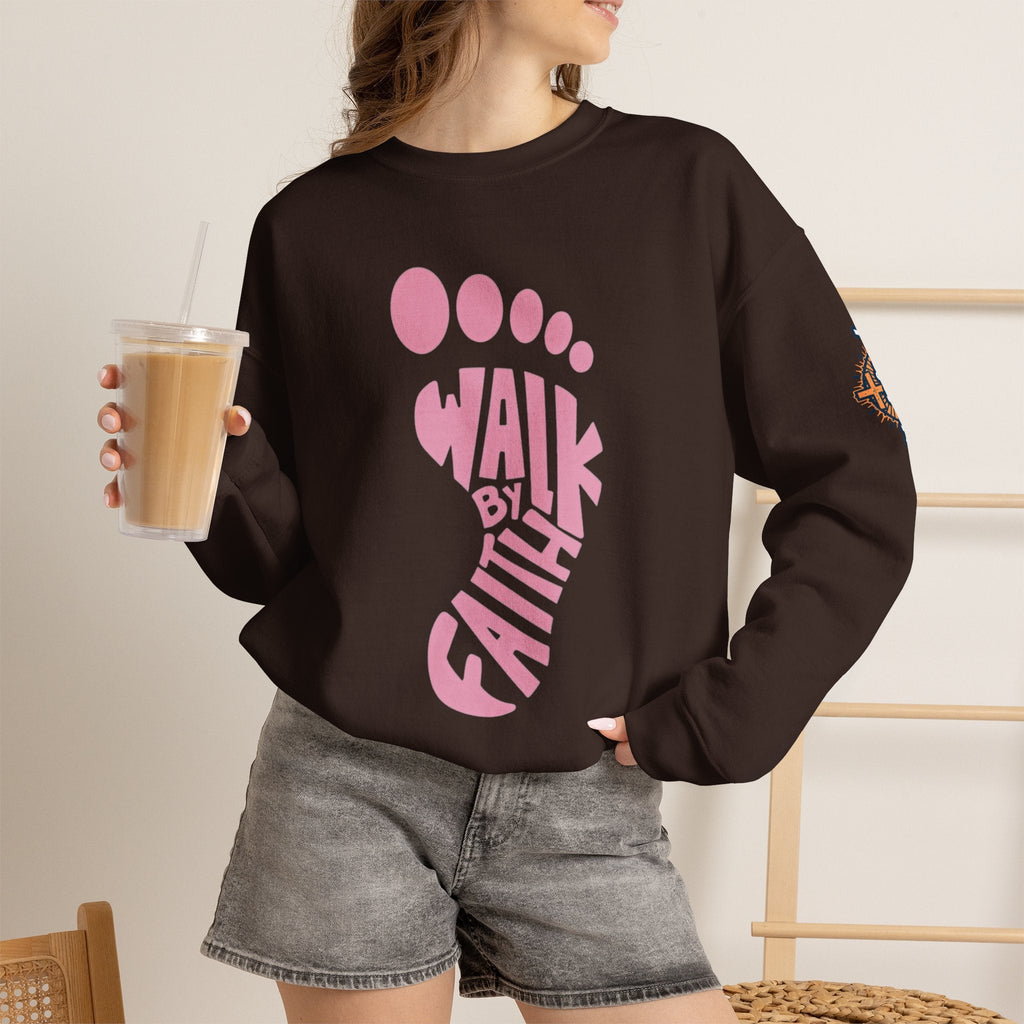 Walk By Faith Footprint Sweatshirt Printify