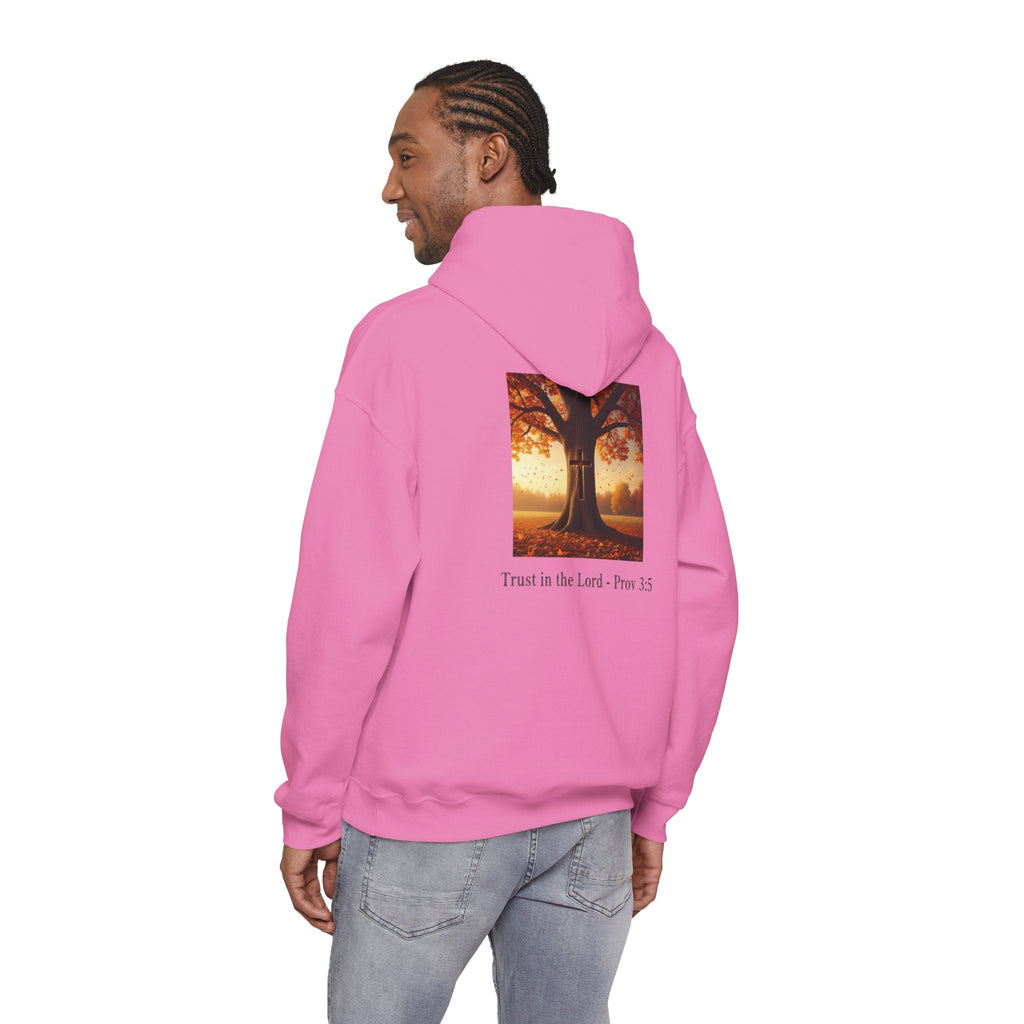 Trust in the Lord Hoodie – Autumn Tree Proverbs 3:5 Christian Hoodie for Cozy Faith Printify